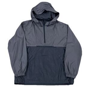 Vintage Men’s Gap Nylon Anorak Hooded Windbreaker Pullover Grey Small Blue